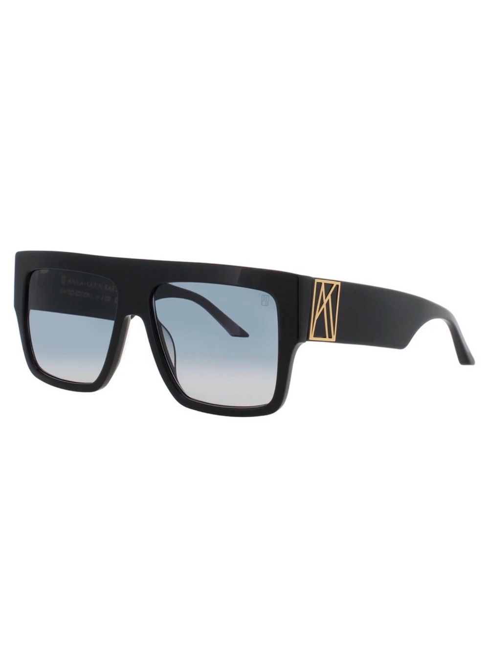New Anna Karin Karlsson Mr 3Am Stories Black Gold Flat Top Unisex Sunglasses